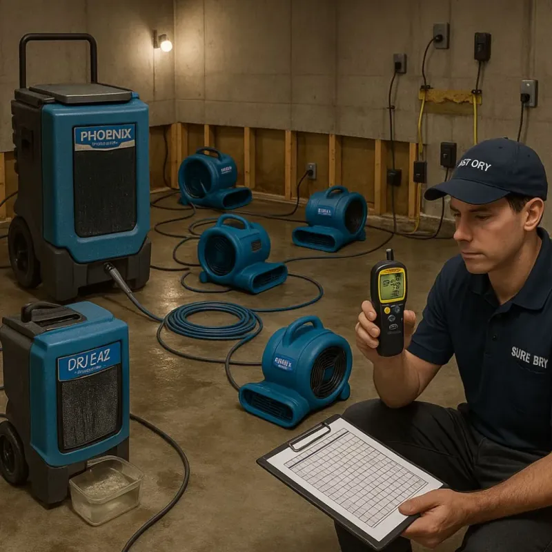 Structural Drying and Dehumidification process in Walnut Grove, CA